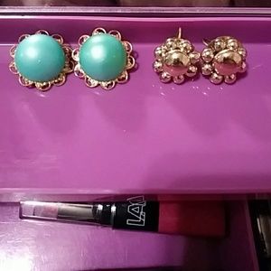 Vintage retro earrings lot 2 pairs